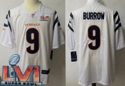 Wholesale Cheap Men's Cincinnati Bengals #9 Joe Burrow Limited White 2022 Super Bowl LVI Bound Vapor Jersey