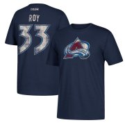 Wholesale Cheap Colorado Avalanche #33 Patrick Roy CCM Retired Player Name & Number T-Shirt Navy