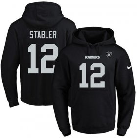 Wholesale Cheap Nike Raiders #12 Kenny Stabler Black Name & Number Pullover NFL Hoodie