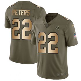 Wholesale Cheap Nike Rams #22 Marcus Peters Olive/Gold Men\'s Stitched NFL Limited 2017 Salute To Service Jersey