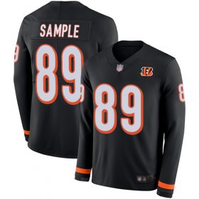 Wholesale Cheap Nike Bengals #89 Drew Sample Black Team Color Men\'s Stitched NFL Limited Therma Long Sleeve Jersey