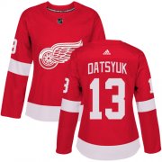 Wholesale Cheap Adidas Red Wings #13 Pavel Datsyuk Red Home Authentic Women's Stitched NHL Jersey