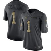 Wholesale Cheap Nike Dolphins #1 Tua Tagovailoa Black Men's Stitched NFL Limited 2016 Salute to Service Jersey
