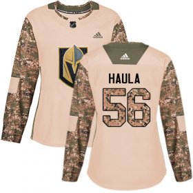 Wholesale Cheap Adidas Golden Knights #56 Erik Haula Camo Authentic 2017 Veterans Day Women\'s Stitched NHL Jersey