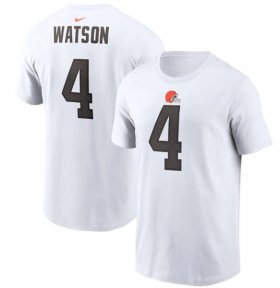 Wholesale Cheap Men\'s Cleveland Browns #4 Deshaun Watson 2022 White Name & Number T-Shirt