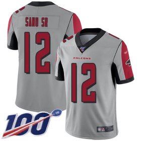 Wholesale Cheap Nike Falcons #12 Mohamed Sanu Sr Silver Men\'s Stitched NFL Limited Inverted Legend 100th Season Jersey