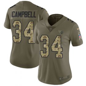 Wholesale Cheap Nike Titans #34 Earl Campbell Olive/Camo Women\'s Stitched NFL Limited 2017 Salute to Service Jersey