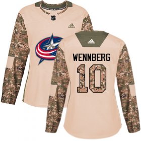 Wholesale Cheap Adidas Blue Jackets #10 Alexander Wennberg Camo Authentic 2017 Veterans Day Women\'s Stitched NHL Jersey