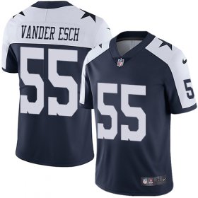 Wholesale Cheap Nike Cowboys #55 Leighton Vander Esch Navy Blue Thanksgiving Men\'s Stitched NFL Vapor Untouchable Limited Throwback Jersey