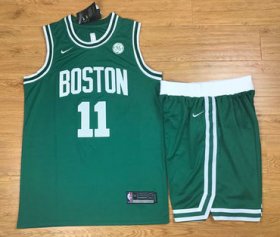 Wholesale Cheap Men\'s Boston Celtics #11 Kyrie Irving Green 2017-2018 Nike Swingman Stitched NBA Jersey With Shorts