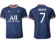 Wholesale Cheap Men 2021-2022 ClubParis Saint-Germainhome aaa version blue 7 Soccer Jersey