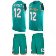 Wholesale Cheap Nike Dolphins #12 Bob Griese Aqua Green Team Color Men's Stitched NFL Limited Tank Top Suit Jersey