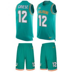 Wholesale Cheap Nike Dolphins #12 Bob Griese Aqua Green Team Color Men\'s Stitched NFL Limited Tank Top Suit Jersey