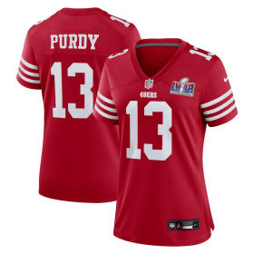 Cheap Women\'s San Francisco 49ers #13 Brock Purdy 2024 Super Bowl LVIII Red Stitched Game Jersey(Run Small)