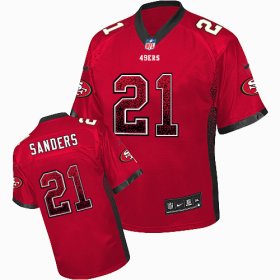 Wholesale Cheap Nike 49ers #21 Deion Sanders Red Team Color Men\'s Stitched NFL Elite Drift Fashion Jersey