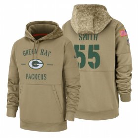 Wholesale Cheap Green Bay Packers #55 Za\'Darius Smith Nike Tan 2019 Salute To Service Name & Number Sideline Therma Pullover Hoodie