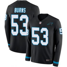 Wholesale Cheap Nike Panthers #53 Brian Burns Black Team Color Men\'s Stitched NFL Limited Therma Long Sleeve Jersey