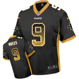 Wholesale Cheap Nike Saints #9 Drew Brees Black Team Color Men\'s Stitched NFL Elite Drift Fashion Jersey