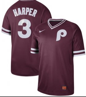 Wholesale Cheap Nike Phillies #3 Bryce Harper Maroon Authentic Cooperstown Collection Stitched MLB Jersey