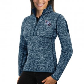 Wholesale Cheap Tennessee Titans Antigua Women\'s Fortune Half-Zip Sweater Heather Navy
