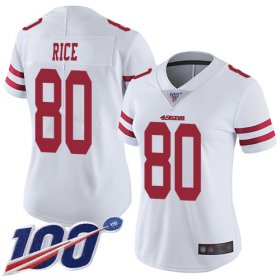 Wholesale Cheap Nike 49ers #80 Jerry Rice White Women\'s Stitched NFL 100th Season Vapor Limited Jersey