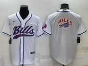 Wholesale Cheap Men's Buffalo Bills White Team Big Logo With Patch Cool Base Stitched Baseball Jersey