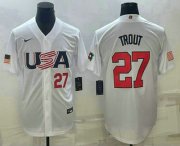 Cheap Men's USA Baseball #27 Mike Trout Number 2023 White World Baseball Classic Replica Stitched Jersey