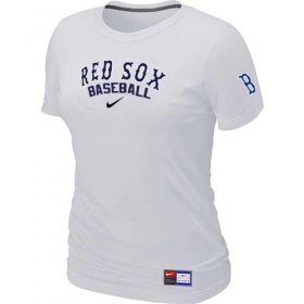 Wholesale Cheap Women\'s Boston Red Sox Nike Short Sleeve Practice MLB T-Shirt White