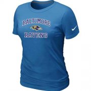 Wholesale Cheap Women's Nike Baltimore Ravens Heart & Soul NFL T-Shirt Light Blue