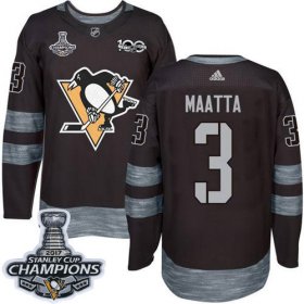 Wholesale Cheap Adidas Penguins #3 Olli Maatta Black 1917-2017 100th Anniversary Stanley Cup Finals Champions Stitched NHL Jersey