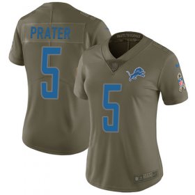Wholesale Cheap Nike Lions #5 Matt Prater Olive Women\'s Stitched NFL Limited 2017 Salute to Service Jersey