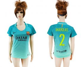 Wholesale Cheap Women\'s Barcelona #2 Douglas Sec Away Soccer Club Jersey