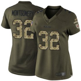 Wholesale Cheap Nike Bears #32 David Montgomery Green Women\'s Stitched NFL Limited 2015 Salute to Service Jersey