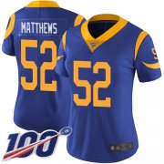Wholesale Cheap Nike Rams #52 Clay Matthews Royal Blue Alternate Women's Stitched NFL 100th Season Vapor Limited Jersey