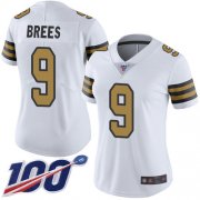 Wholesale Cheap Nike Saints #9 Drew Brees White Women's Stitched NFL Limited Rush 100th Season Jersey