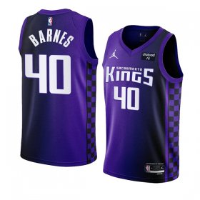 Men\'s Sacramento Kings #40 Harrison Barnes Purple 2023-24 Statement Edition Swingman Stitched Jersey
