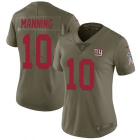 Wholesale Cheap Nike Giants #10 Eli Manning Olive Women\'s Stitched NFL Limited 2017 Salute to Service Jersey
