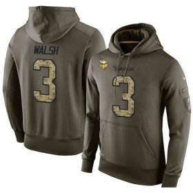 Wholesale Cheap NFL Men\'s Nike Minnesota Vikings #3 Blair Walsh Stitched Green Olive Salute To Service KO Performance Hoodie