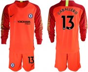 Wholesale Cheap Chelsea #13 Caballero Red Goalkeeper Long Sleeves Soccer Club Jersey
