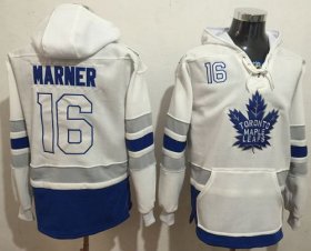 Wholesale Cheap Maple Leafs #16 Mitchell Marner White Name & Number Pullover NHL Hoodie
