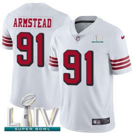 Wholesale Cheap Nike 49ers #91 Arik Armstead White Super Bowl LIV 2020 Rush Men\'s Stitched NFL Vapor Untouchable Limited Jersey