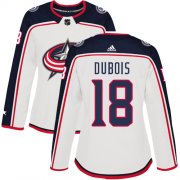 Wholesale Cheap Adidas Blue Jackets #18 Pierre-Luc Dubois White Road Authentic Women's Stitched NHL Jersey