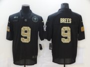 Wholesale Cheap Men's New Orleans Saints #9 Drew Brees Black Camo 2020 Salute To Service Stitched NFL Nike Limited Jersey