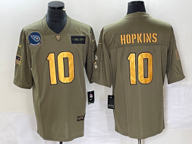 Wholesale Cheap Men\'s Tennessee Titans #10 DeAndre Hopkins Olive Gold 2019 Salute To Service Stitched Nike Limited Jersey