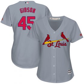 Wholesale Cheap Cardinals #45 Bob Gibson Grey Road Women\'s Stitched MLB Jersey