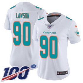 Wholesale Cheap Nike Dolphins #90 Shaq Lawson White Women\'s Stitched NFL 100th Season Vapor Untouchable Limited Jersey