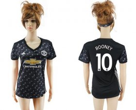 Wholesale Cheap Women\'s Manchester United #10 Rooney Away Soccer Club Jersey