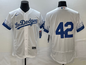 Wholesale Cheap Men\'s Los Angeles Dodgers #42 Jackie Robinson White City Connect Flex Base Stitched Baseball Jersey
