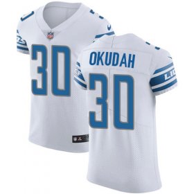 Wholesale Cheap Nike Lions #30 Jeff Okudah White Men\'s Stitched NFL New Elite Jersey