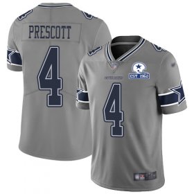 Wholesale Cheap Nike Cowboys #4 Dak Prescott Gray Men\'s Stitched With Established In 1960 Patch NFL Limited Inverted Legend Jersey